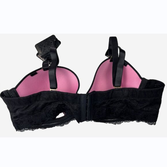 City Chic Black Pink Push-Up Bra 42B Strapless Optional NWT - Picture 3 of 11